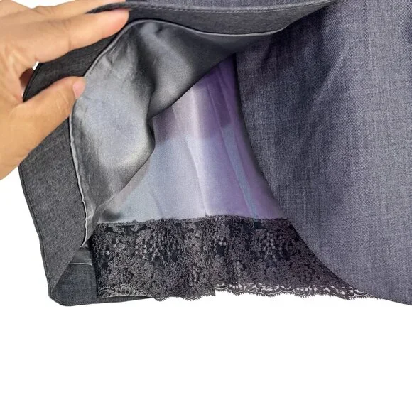 Vintage Christian Dior Womens Gray 90s Tailored Front Button Mini Skirt Size 10 - Picture 4 of 8